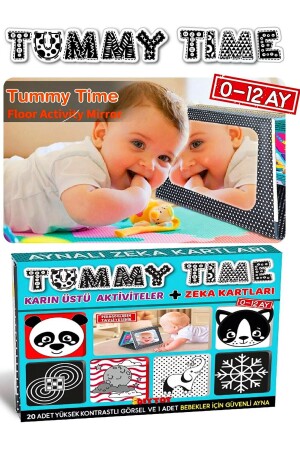 Tummy Time Aynalı Ilk Zeka Kartları & Güvenli Bebek Aynası - Eğitici Kartlar - 4