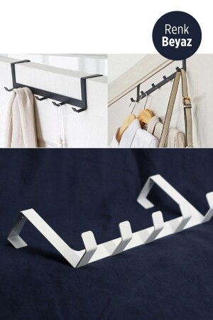 Türaufhänger – Türrückwand-Metallaufhänger – Kleiderbügel – Roben-Aufhänger – Weiß - Evay