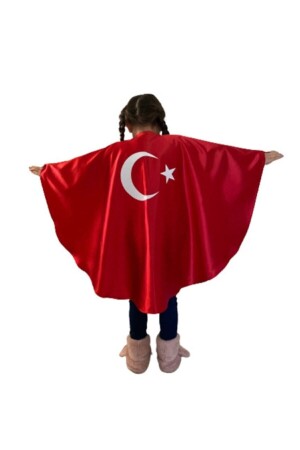 Türk Bayrak Pelerin Gösteri Kostüm Ü - Kırmızı Ay Yıldız Bayrak Lı Pelerin 23 Nisan - 1