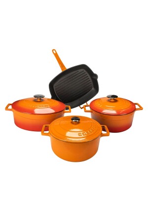 Turka 7-teiliges Gusseisen-Orange-Kochgeschirrset Lava Turka 7-teilig - 1