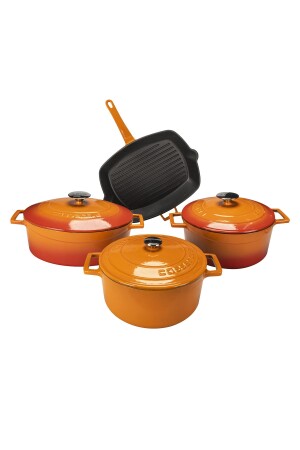 Turka 7-teiliges Gusseisen-Orange-Kochgeschirrset Lava Turka 7-teilig - 3