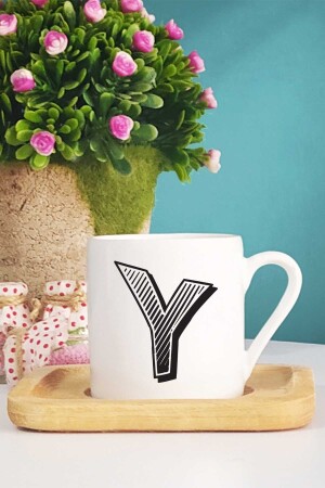 Türkische Kaffeetasse im Buchstaben-Design mit Buchstabe Y und Holzsockel HDZTUK0067HY77700001 - 4