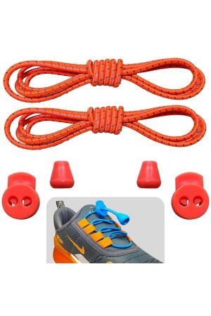 Turuncu Akıllı Bağcık- Pratik Lastikli Ayakkabı Bağcığı- Spor- Çocuk- Klasik Ve Bot Bağcığı- 1 Çift - 1