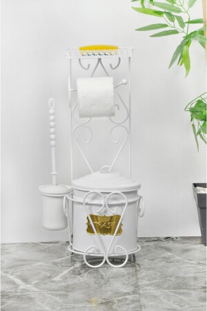 مجموعة من أدوات المرحاض MNZ-Busher Roll, Brush, Bucket and Soap Dispenser Set. مجموعة من أدوات المرحاض Yıldıray - Yıldıray Metal