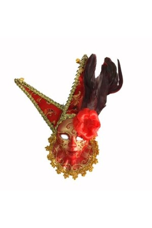 Tüylü Dekoratif Seramaik Maske Kırmızı Renk - 1