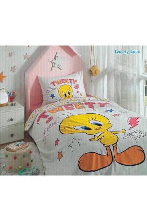 Tweety Love Tek Kişilik Lisanslı Lastikli Fitted Çarşaf Çocuk Nevresim Takımı - 1