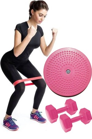 Twister Disc Taille Abnehmen Rotierende Scheibe + Squat Aerobic Pilates Band Elastic + 1 kg Hantelplatten Set - 1