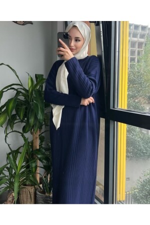 Übergroßes, locker geschnittenes Hijab-Kleid mit halbem Rollkragen aus Cord und Strickwaren, Größe 38–44 8S2GTQ8S - 3