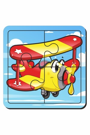 Uçak- Otobüs- Sevimli Hayvanlar Ve Köpek 4 Parça 4'lü Yapboz Ilk Puzzle- Kolay Puzzle - 2
