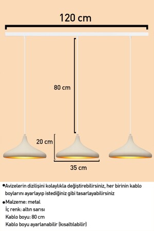 Üçlü Beyaz Champion Avize Dekoratif Yemek Odası Yemek Masası Üstü Salon Mutfak Sarkıt Modeli BMY3019DXXX02 - 8