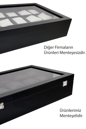 Uhrenbox aus schwarzem Diamantleder, 15-teilig, Glas, St15–69, ehy-st15–69 - 6