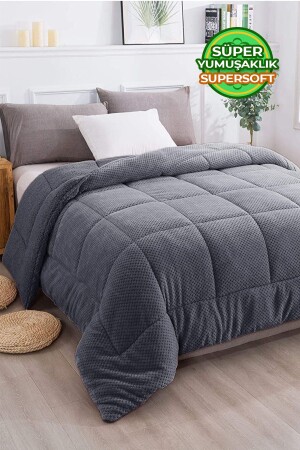 MNZ-Ultra Soft Double Sideed Wellsoft Plush Duvet Double (BLANKET/DUVET COVER) 200x220 أنتراتيت Q-YRG-55678 - Evlen Home Collection