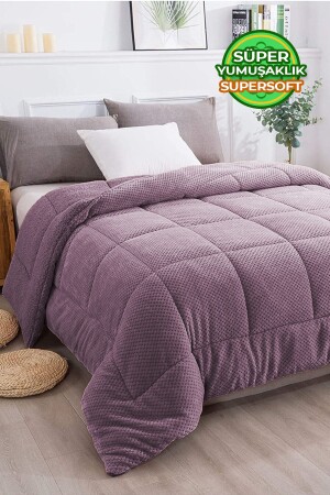 Ultra Yumuşak Çift Taraflı Wellsoft Peluş Yorgan Çift Kişilik Yıkanabilir 200x220 Cm Lila - Evlen Home Collection