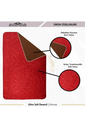 Ultrasoft gemustertes 3-teiliges rotes Toilettenset, Badezimmerteppichmatten-Set UltSoft - 4