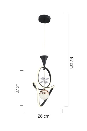 Ulya Single Black Copper 3-Farben-30-Watt-LED-LED-Kronleuchter für modernes Wohnzimmer, Flur, Flur 4019-01-BL-CU - 7