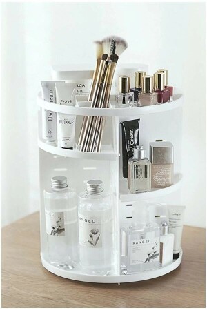 Um 360 Grad drehbarer weißer Make-up-Organizer - 2