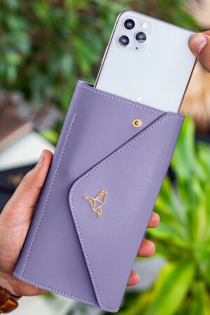 Umschlagmodell Fliederfarbene Damenbrieftasche mit Handy- und Münzfächern ENVELOPE1001 - 2