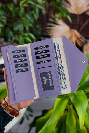 Umschlagmodell Fliederfarbene Damenbrieftasche mit Handy- und Münzfächern ENVELOPE1001 - 4