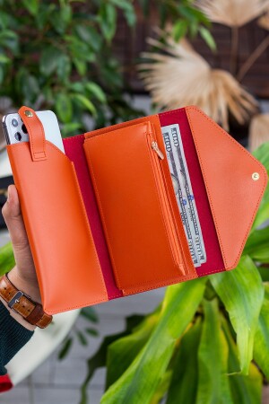 Umschlagmodell Orange Damenbrieftasche mit Telefon- und Münzfächern ENVELOPE1001 - 4