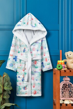 Underwater Dijital Baskılı Çocuk Bornozu - Vevienhome