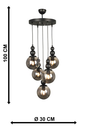 Unendlich 5. li Kronleuchter aus schwarzem Rauchglas BEG0032BEG05 - 6