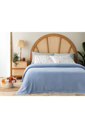 Uni-Baumwolle, King-Size-Hecht, 240 x 220 cm, Blau - 2