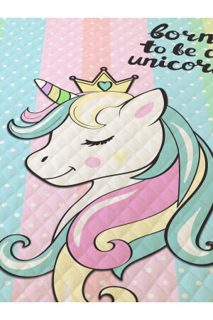 Unicorn Desenli Bebek Ve Çocuk Baskılı Tek Kişilik Pike Takımı 160x230 Renkli 73687 - 4