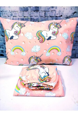 Unicorn Pamuklu Kumaş Lastikli Çarşaf Takımı - Gasel Çarşi