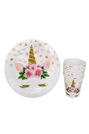 Unicorn Temalı 8 Li Karton Tabak Bardak Set - Deniz Party Store