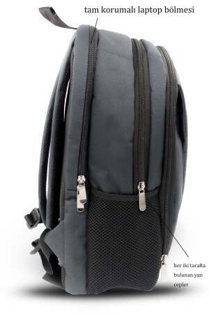 Unisex 15. Ergonomischer Schulrucksack mit 6-Zoll-Laptopfach und Seitentasche in Grau - 4