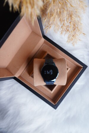 Unisex-Armbanduhr, blaues Stahlband, wasserdicht, digital, für Damen und Herren, MNKNS530 - 1