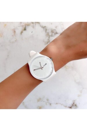 Unisex-Armbanduhr mit Silikonarmband, Kalender – Weiß SLKN03 - 1