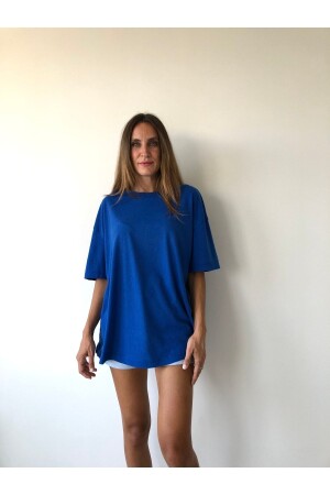 Unisex-Baumwoll-Boyfriend-Strick-Oversize-T-Shirt mit Rundhalsausschnitt - 1