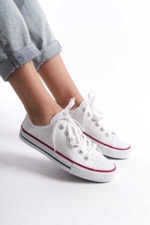 UNİSEX BEYAZ KETEN CONVERS MODEL SNEAKER KETEN SPOR AYAKKABI - 1