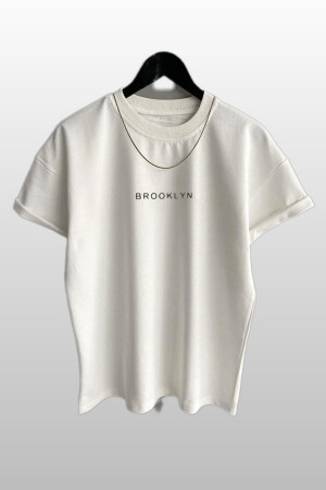 Unisex Brooklyn Baskılı 3lü Paket Siyah-Beyaz-Gri T-Shirt - 2