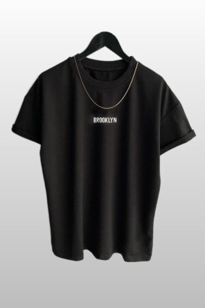 Unisex Brooklyn Baskılı 3lü Paket Siyah-Beyaz-Gri T-Shirt - 4