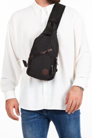 Unisex Canvas Stoff Cross Strap Umhängetasche mit USB-Kopfhörerausgang Brust Bodybag Tasche (30X18CM) NEUİSHPOLO1023 - 2