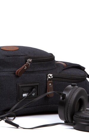 Unisex Canvas Stoff Cross Strap Umhängetasche mit USB-Kopfhörerausgang Brust Bodybag Tasche (30X18CM) NEUİSHPOLO1023 - 3