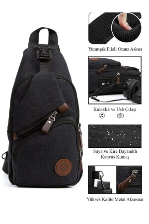 Unisex Canvas USB-Kopfhöreranschluss Kreuzgurt Schulterbrust und Sport-Tagesrucksack Reisetasche. waschen1 - 8