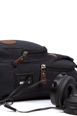 Unisex Canvas USB-Kopfhöreranschluss Kreuzgurt Taille Brust Umhängetasche Bodybag PRA-6285219-3470 - 4