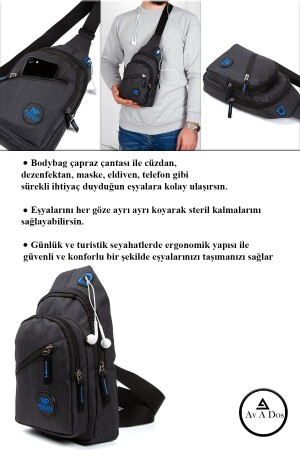 Unisex Çapraz Askılı Çanta Göğüs Çantası Tek Kol Omuz Çanta Kulaklık Çıkışlı Bodybag Günlük AVD203120312031AVD - 8