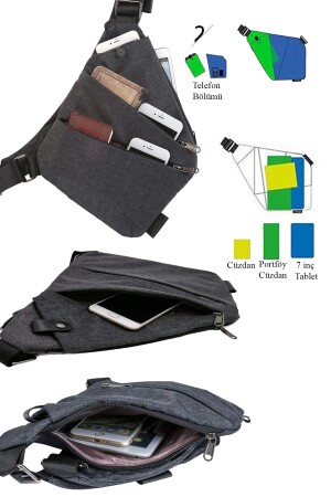 Unisex Çapraz Askılı Çanta Telefon Bölmeli Göğüs Çanta Ince Tek Kol Omuz Çanta Günlük Bodybag - 4