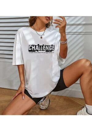 Unisex Challenge Rahat Kesim Oversize T-shirt SİYAH-BLESSED - 6