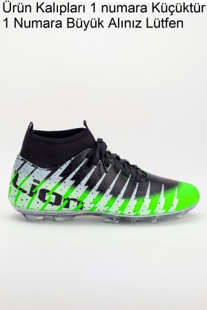 Unisex Çoraplı Krampon Futbol Ayakkabısı Yeşil Siyah - 1