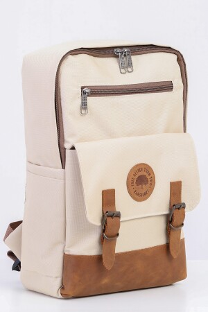 Unisex Creme 100 % echtes Leder detailliert wasserdicht 15. Rucksack mit mehreren Fächern und 6-Zoll-Laptopfach R190 - 7