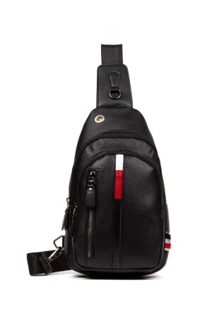 Unisex Deri Çapraz Askılı Çanta Göğüs Çanta Çift Yönlü Omuz Çanta Kulaklık Çıkışlı Bodybag Günlük yuppy2071-t - 2