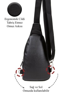 Unisex Deri Çapraz Askılı Çanta Göğüs Çanta Çift Yönlü Omuz Çanta Kulaklık Çıkışlı Bodybag Günlük yuppy2071-t - 7