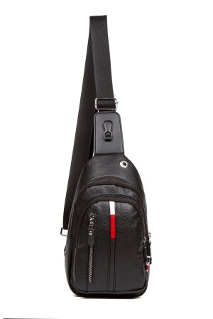 Unisex Deri Çapraz Askılı Çanta Göğüs Çanta Çift Yönlü Omuz Çanta Kulaklık Çıkışlı Bodybag Günlük yuppy2071-t - 1