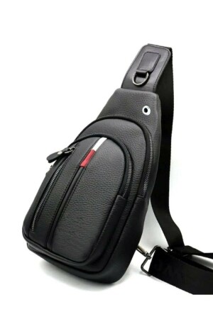 Unisex Deri Çapraz Askılı Çanta Göğüs Çanta Çift Yönlü Omuz Çanta Kulaklık Çıkışlı Bodybag Günlük yuppy2071-t - 6