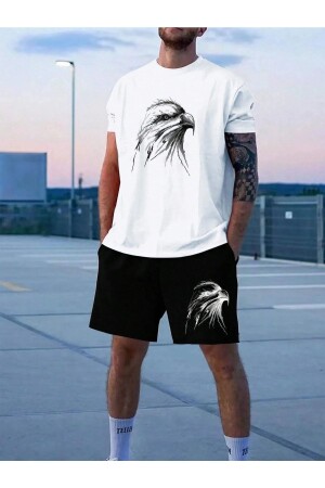 Unisex EAGLE bedrucktes Oversize-Shorts-T-Shirt-Set - 1